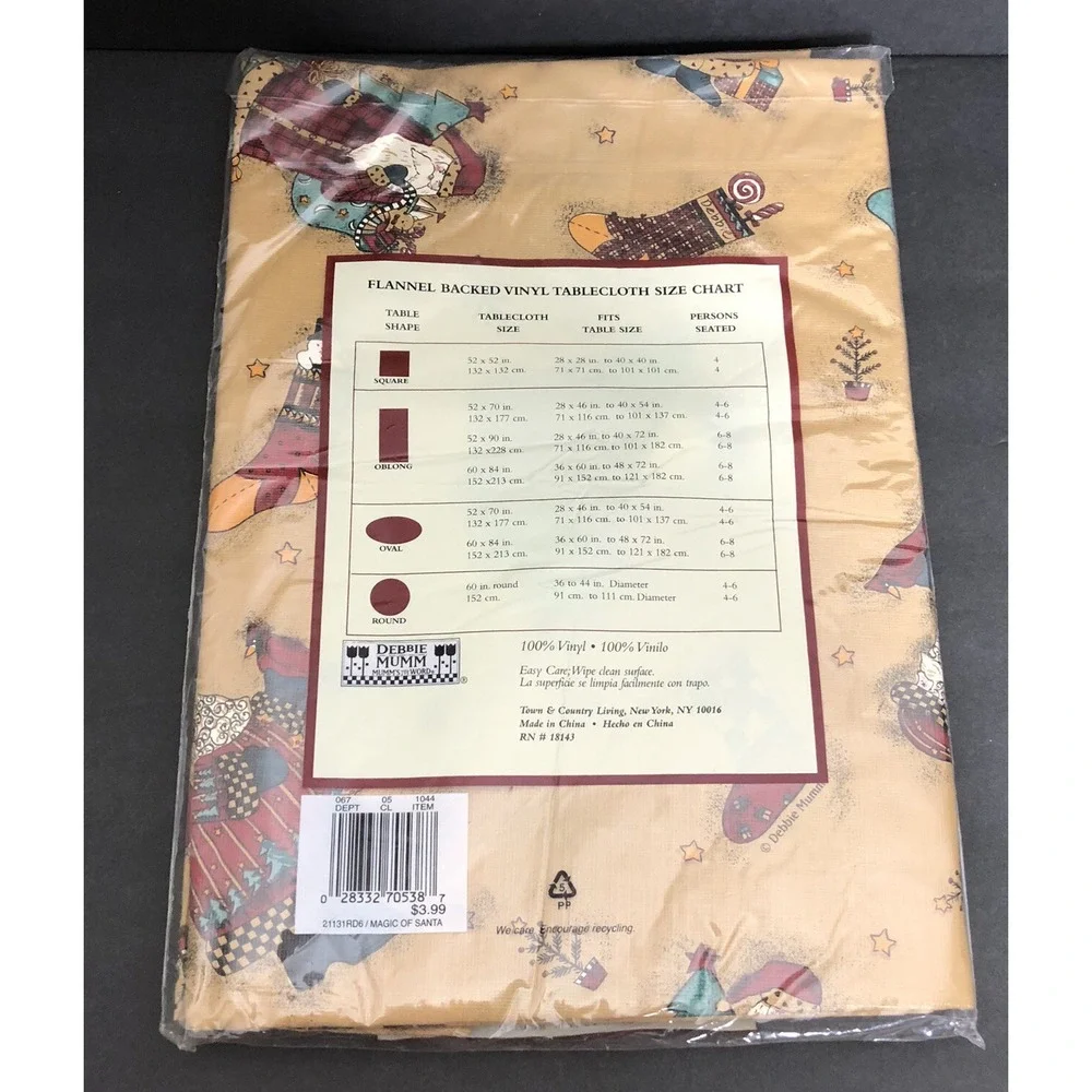 Debbie Mumm Magic Of Santa Vinyl Tablecloth Flannel Backed 60